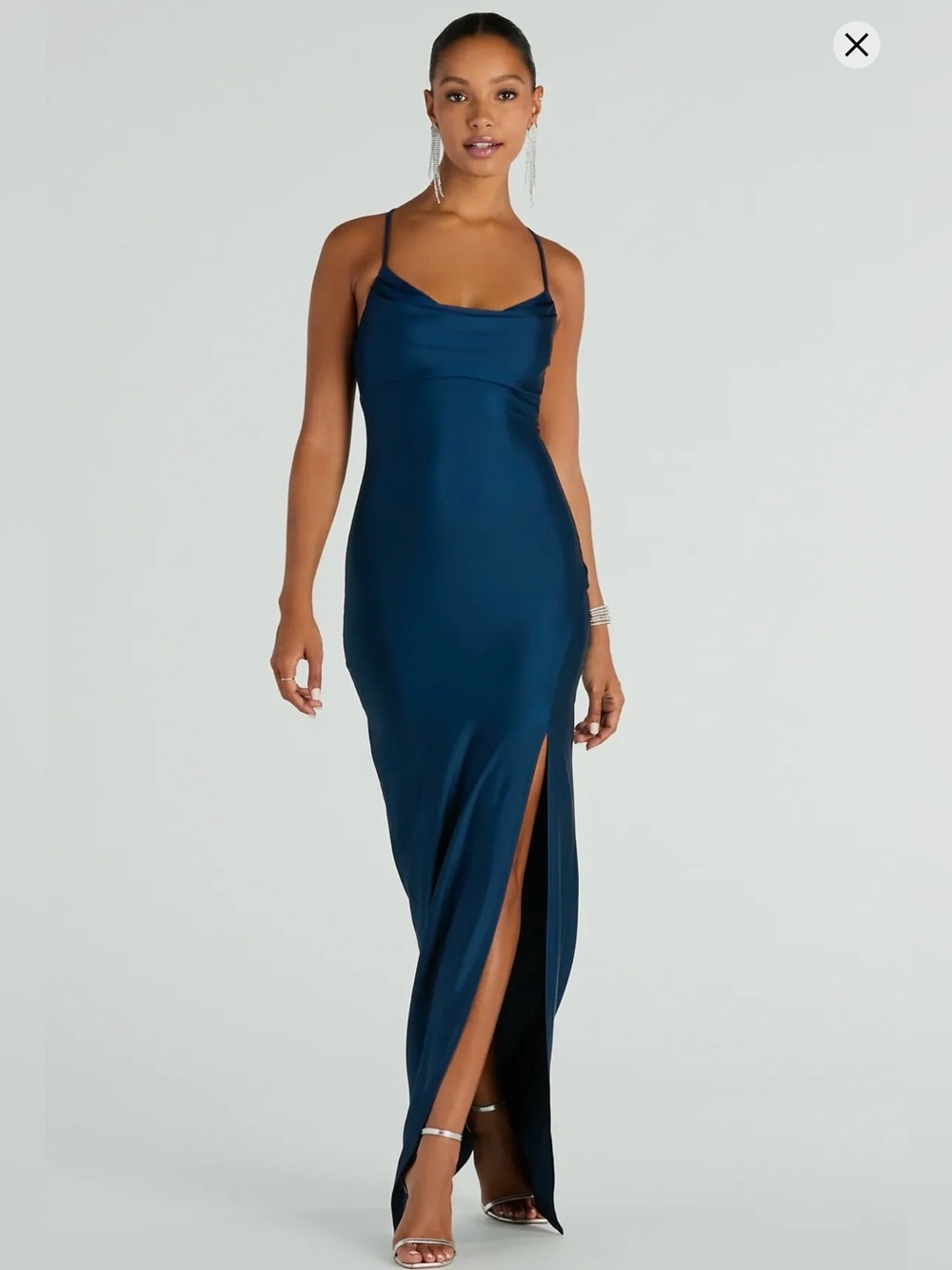 Windsor Navy Slip Maxi Dress with Side Slit